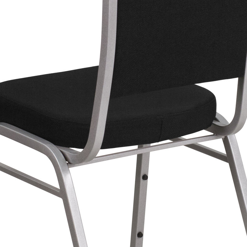 Chaise de banquet empilable Oliverson, Cadre argenté, Tissu noir, 4