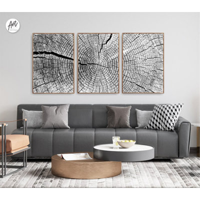 Reproduction d'anneau d'arbre, art de linogravure, art mural Lake House, art mural