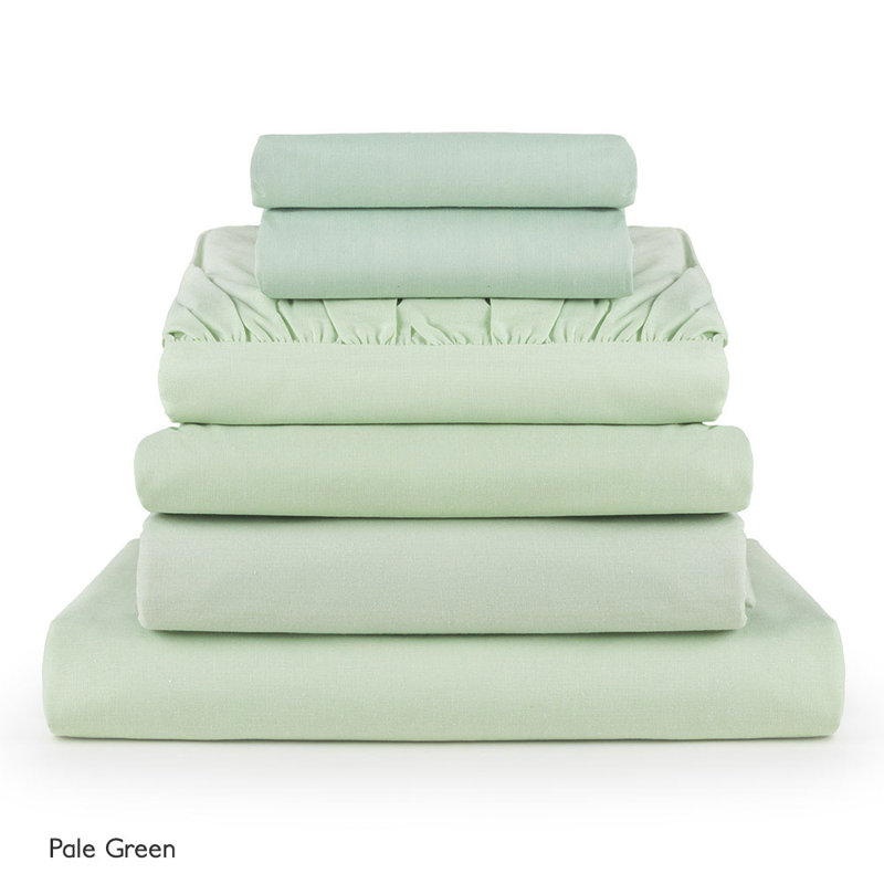 Cotton Blend, Polyester Solid Colour Duvet Cover Set with Pillowcases, Green, Single - 1 Standard Pillowcase