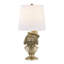 Lampe de table 20 po en résine dorée avec chapeau et costume et abat-jour en lin-780945433-780945432