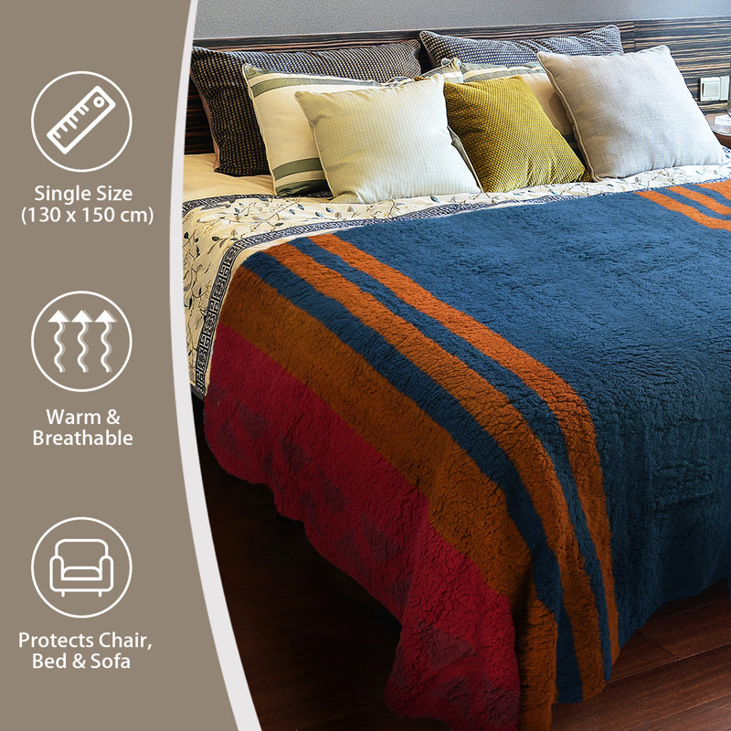 Southwestern Striped Reversible Sherpa Fleece Throw Blanket, 50 x 60 inches
