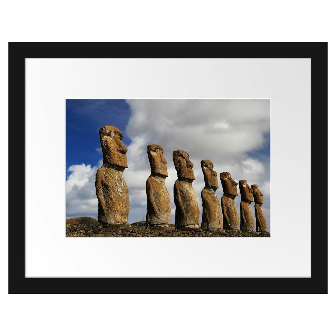 Gerahmtes Poster Moai Statuen auf den Osterinseln