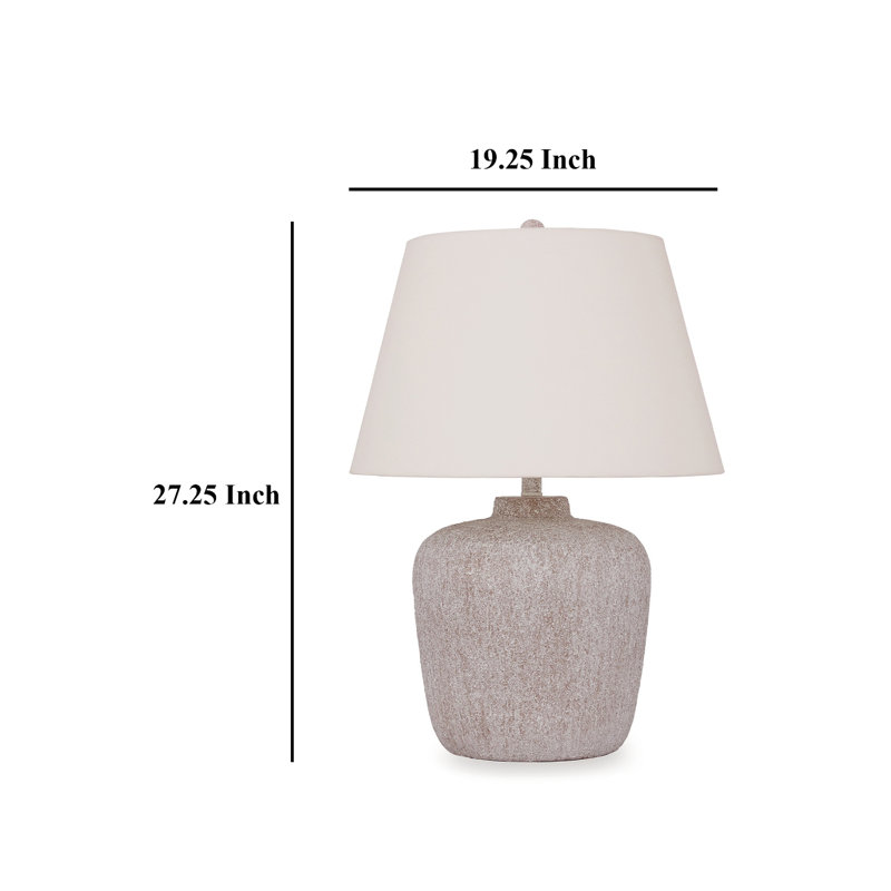 Lampe de table Rey, abat-jour empire en tissu, base en métal ivoire 27 po