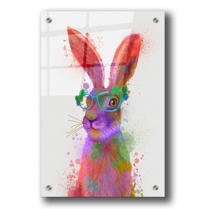 Rainbow Splash Rabbit 2 par Fab Funky - impression non encadrée, H 36 po x l 24 po x P 0,2 po