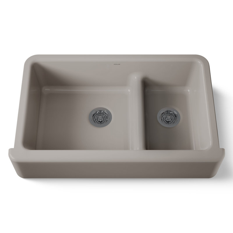 Whitehaven 36" L x 22" W Double Basin Farmhouse Kitchen Sink, Truffle