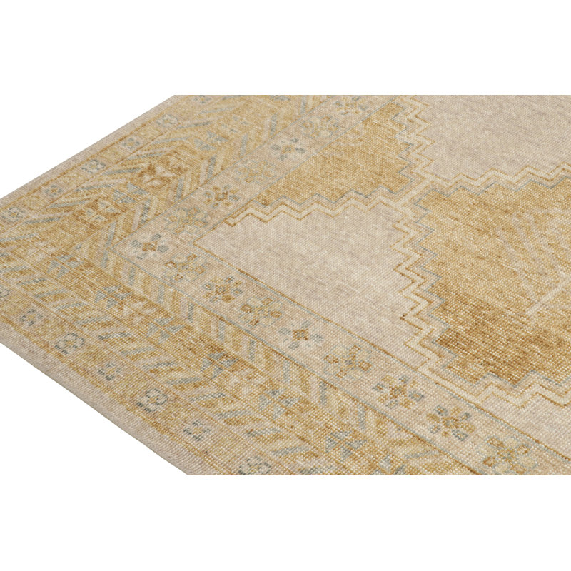 Distressed Homage Hand Knotted Wool Geometric Area Rug, Rectangle 9' x 12'
