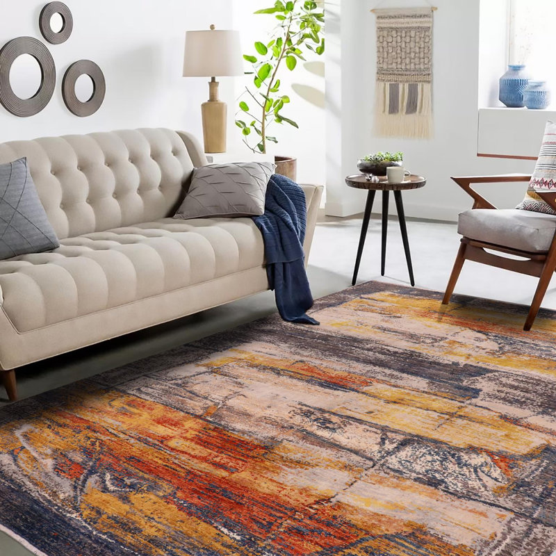 Tapis rectangulaire en laine de conception unique 8 pi 1 po x 10 pi 2 po Tency