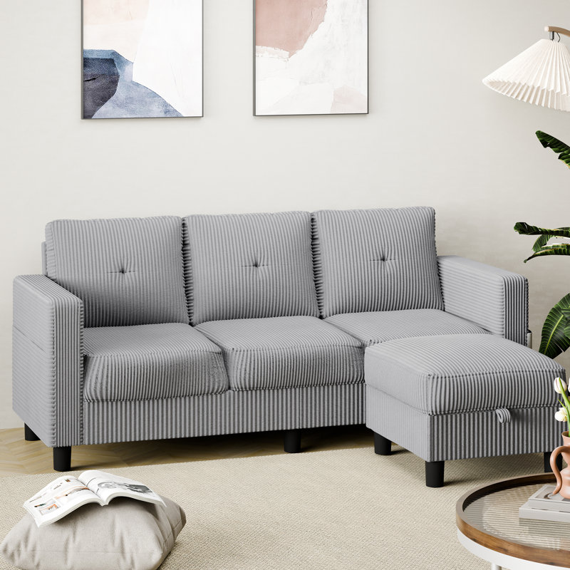 76.5" Upholstered Sofa Couch, Light Gray