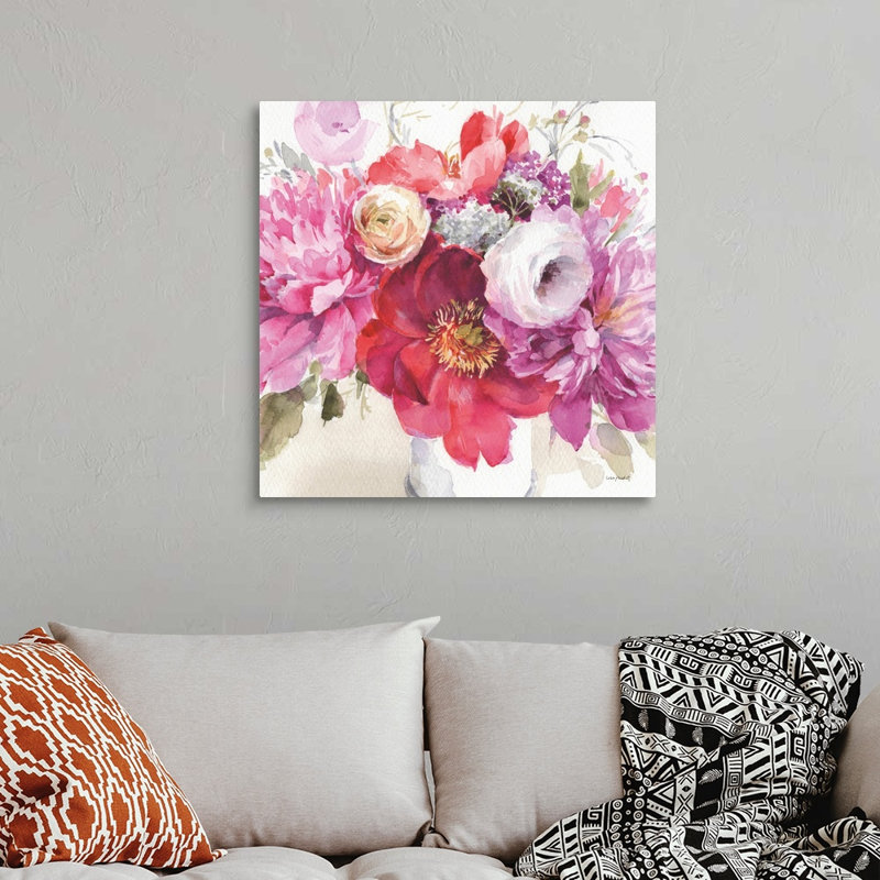 Visiblement rose 01 carré par Lisa Audit - reproduction d'art, Toile tendue, H 30 po x l 30 po x P 1,25 po
