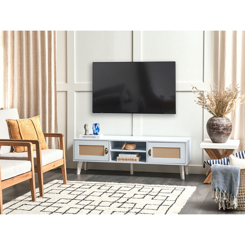 Cuthbert Unfinished TV Stand for TVs up to 49", White/Beige
