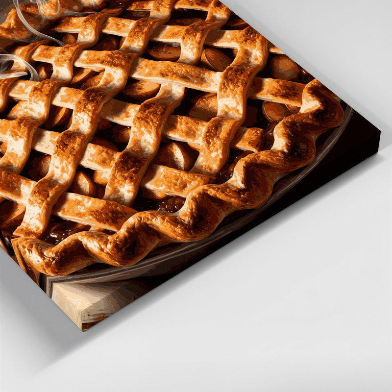 Dessert, tarte aux pommes, art mural sur toile brune, H 11 po x l 14 po