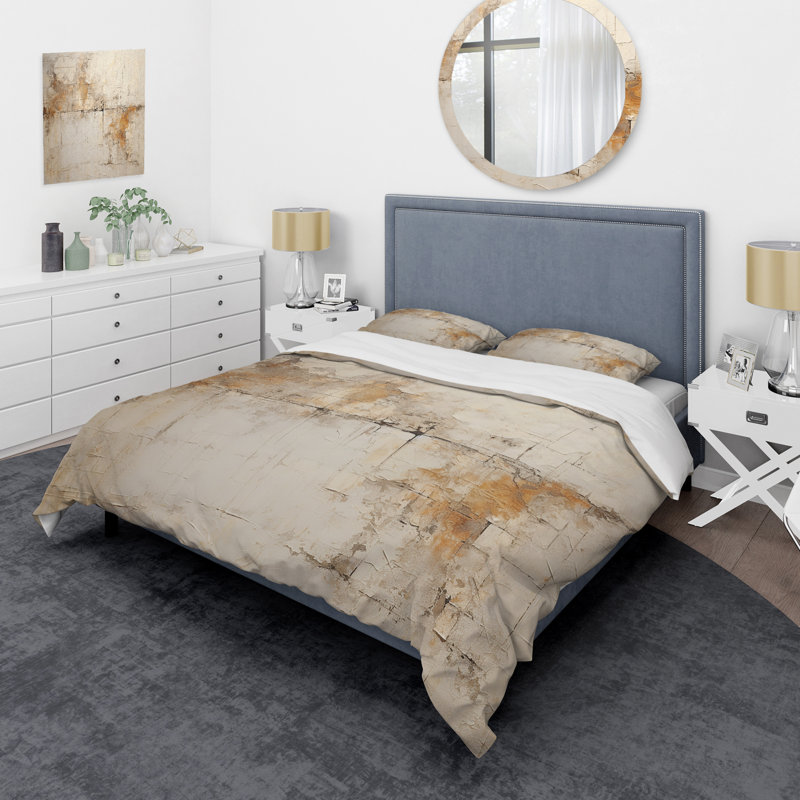 Ensemble de housse de couette en croix beige, Housse de couette simple et deux taies décorative