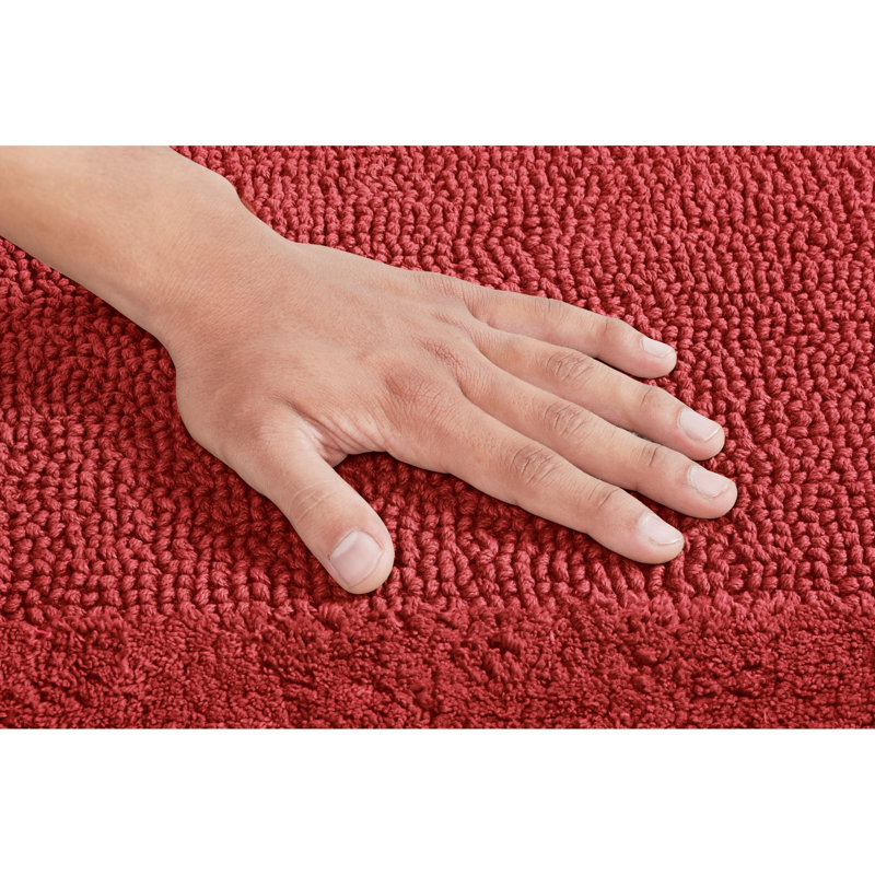 Llarely 100% Cotton Reversible Tufted U-shape Toilet Rug Ultra-Absorbent, Machine Washable 20 x 20 Contour Mat, Red