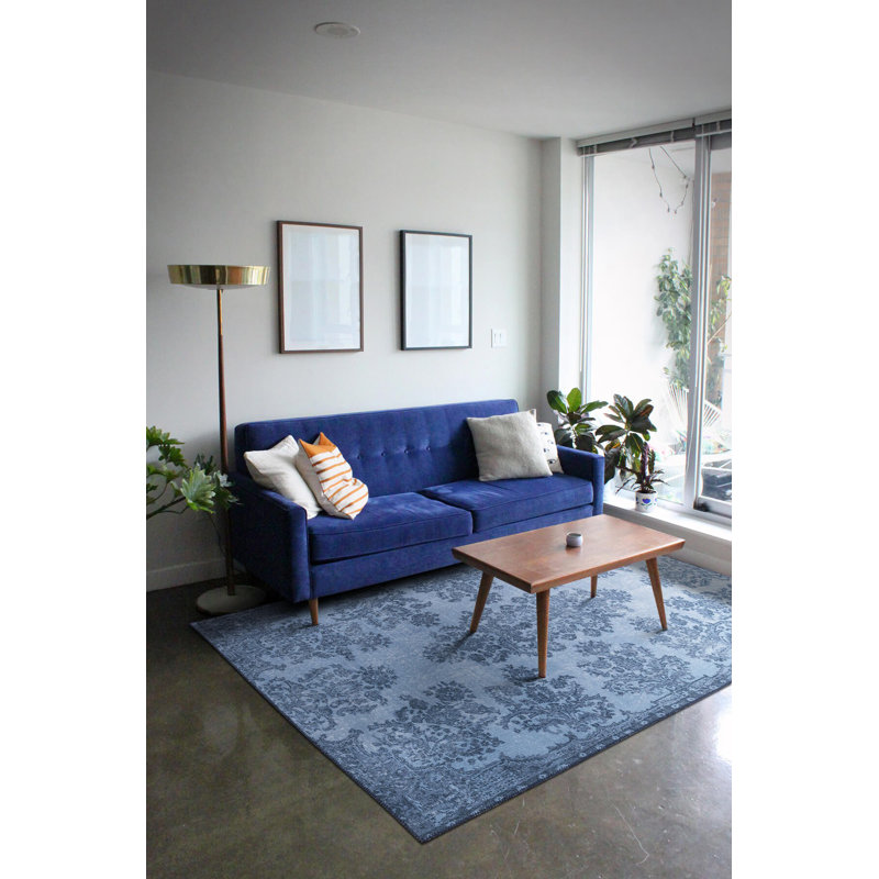 Premium Blue Area Rug, 2.5 x 5.0 Feet | 100% Polyester, 1850 g/m² | Soft 0.16 in Pile Height, Recycled Poly Cotton Underside | Ideal for Living Room, Bedroom, & Home Décor | Durable & Easy to Maintain