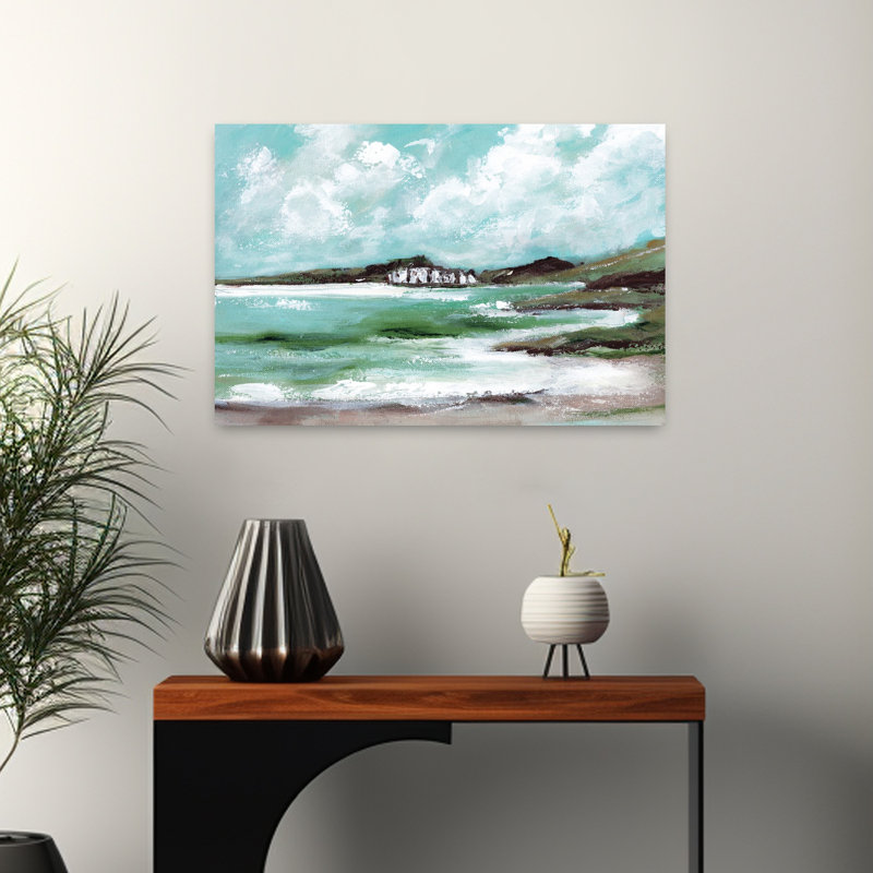 Petites maisons, art côtier abstrait, H 16 po x l 24 po