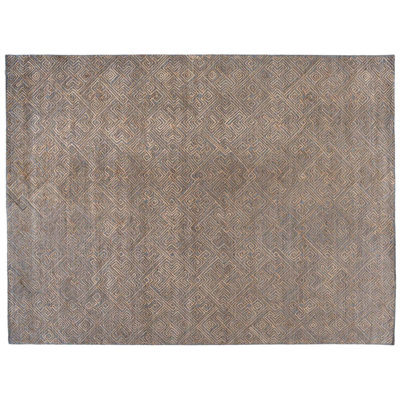 Tapis unique gris anthracite / beige noué à la main de 9 pi 2 po x 12 pi 3 po