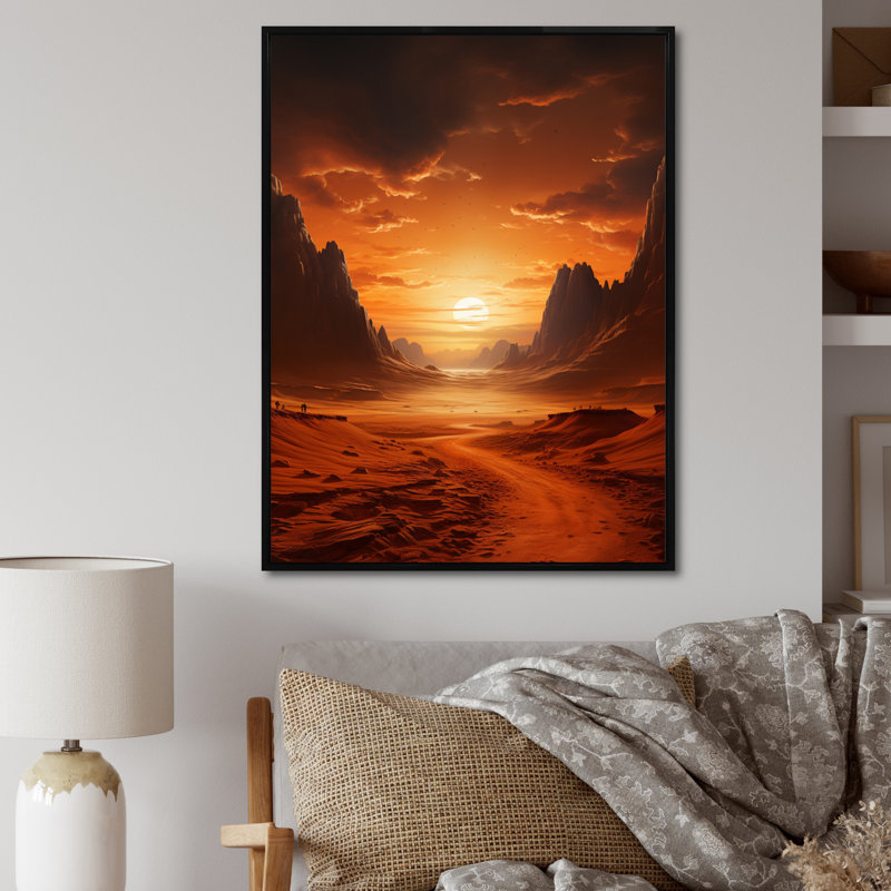 Égypte égyptienne Golden Sands II - Égypte, art mural sur toile, Cadre flottant noir, H 32 po x l 24 po x P 1 po