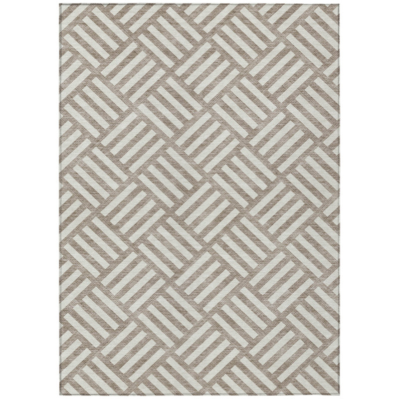 Tapis intérieur / extérieur lavable taupe et ivoire 5 pi x 8 pi