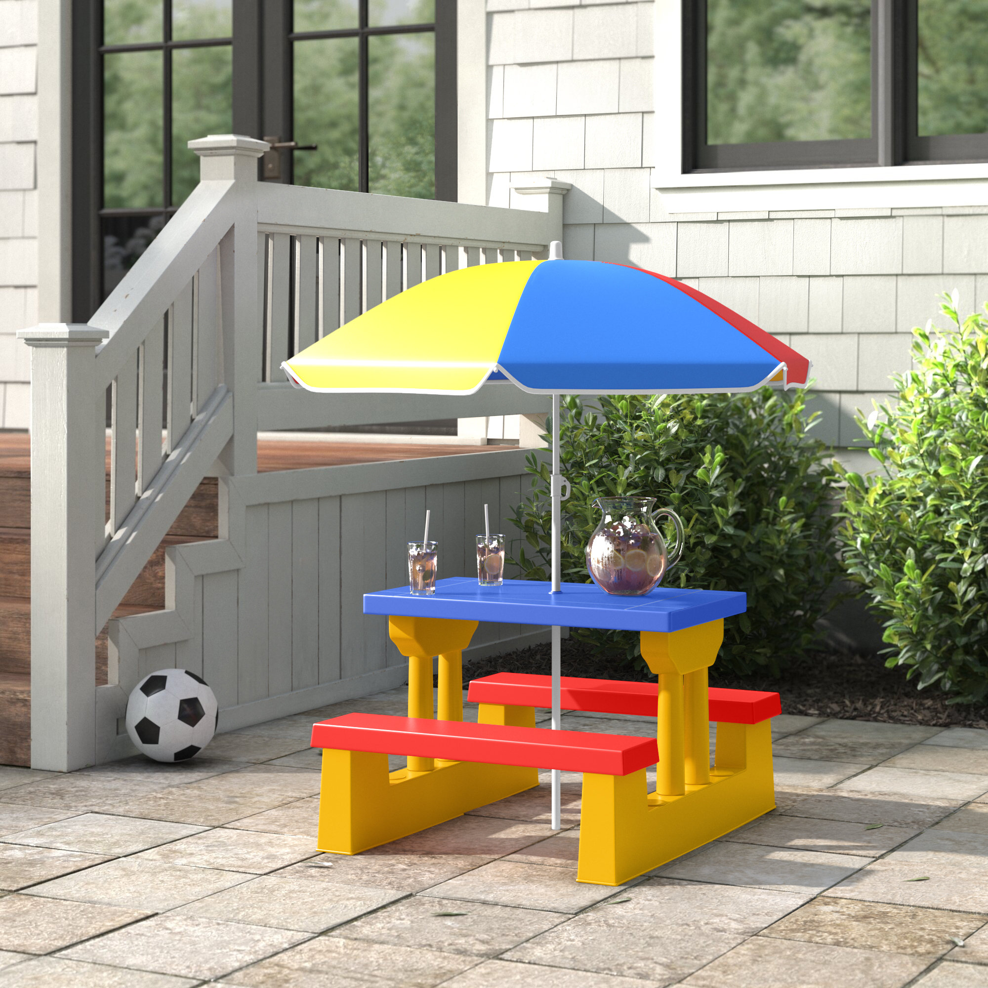  Delta Children 4 Seat Activity Picnic Table with Umbrella and  Lego Compatible Tabletop, PAW Patrol : Toys & Games