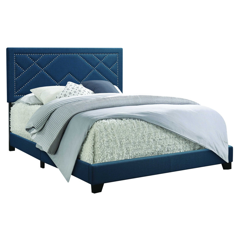 Castlebourne Haston Nailhead Trim Standard Bed, Blue, King