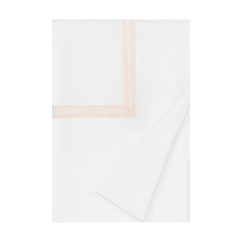 Doric Duvet Cover, King Duvet Cover, White/Peach