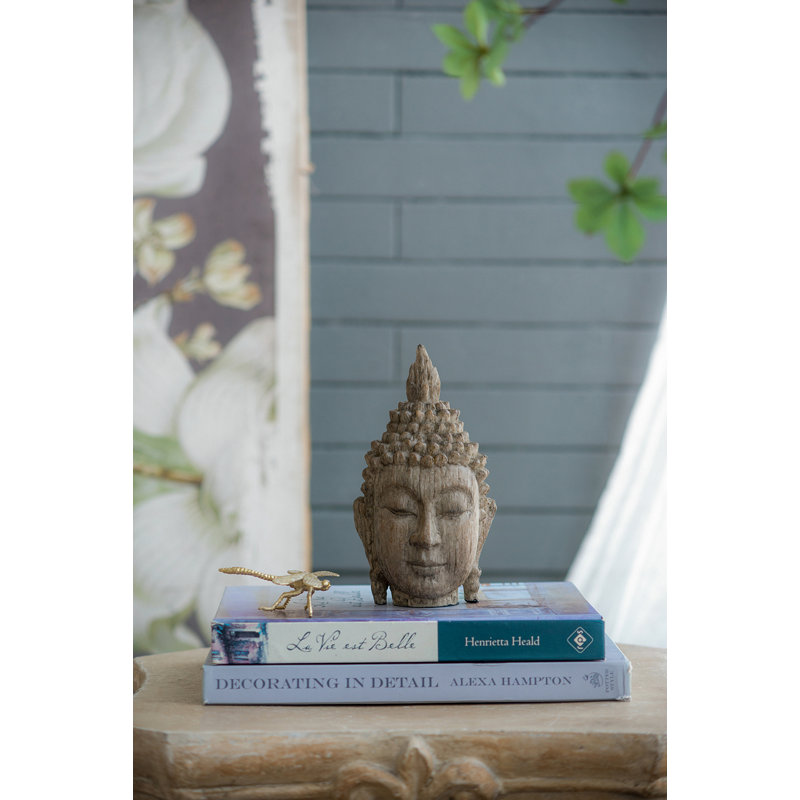Ensemble de 2 petites sculptures de têtes de bouddha méditant 4,5 x 4,3 x 8 po