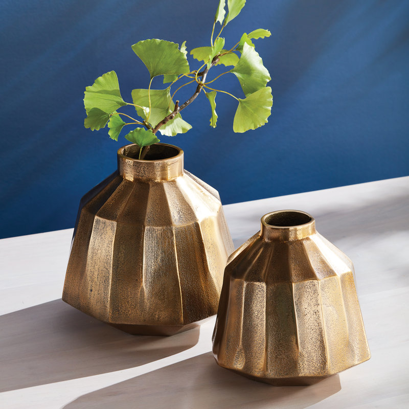 Handmade Aluminum Table Vase, 8.75" H x 8" W x 8" D