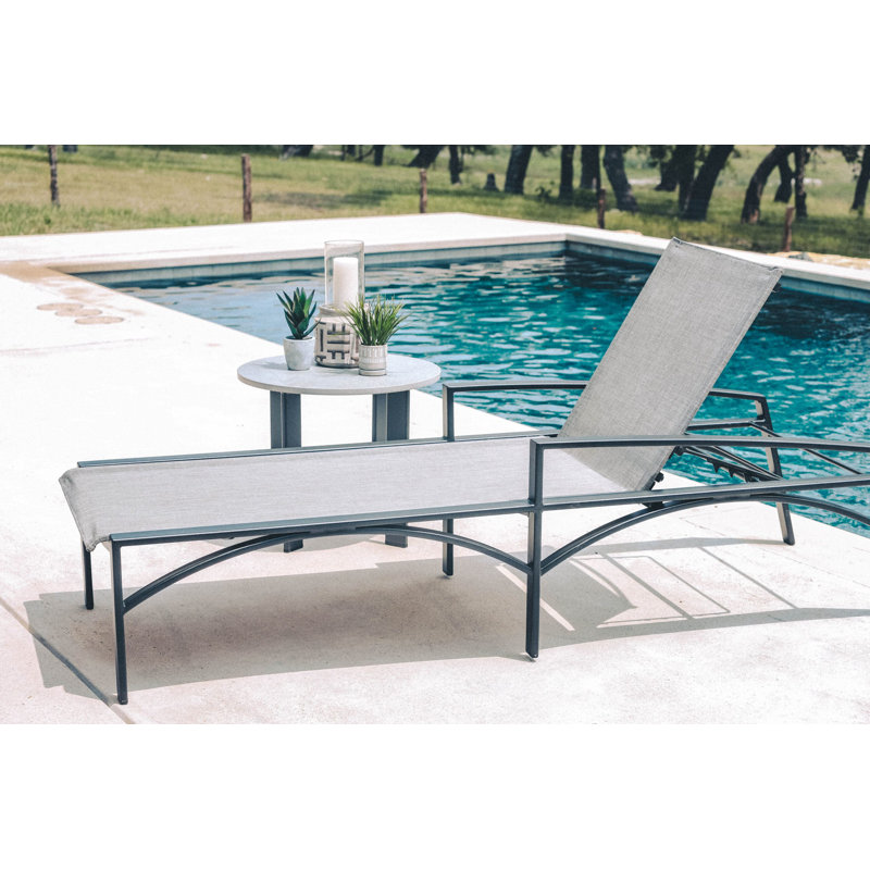 Arc Outdoor Chaise Lounge, Augustine Fennel, Graphite