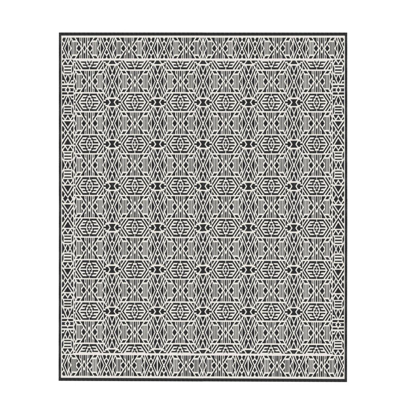Grey Ivory Tribal Boho Farmhouse Soft Pile Boho Minimal Large Area Rug, Rectangle 9' x 12'