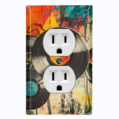 Metal Light Switch Plate Cover; US Standard Size 2 Gang Toggle - Vinyl Records