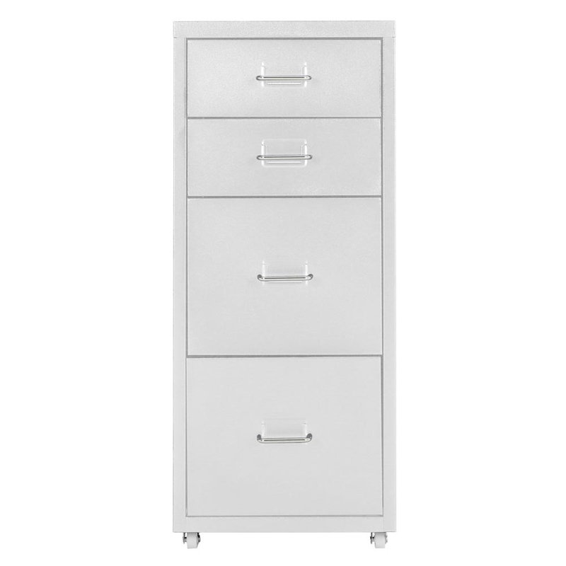 Eulos 28 cm W 4 -Drawer Solid Wood Filing Cabinet, White