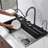 32" X 19" Smart Kitchen Workstation Sink With Pull-Down Faucet, Honeycomb Black Stainless Steel, Drop-In/Topmount