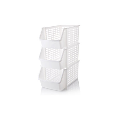 Organisateur de cuisine durable (3 pièces), plastique sans BPA, 11,4 x 8,3 x 5,9 pouces | Parfait pour le rangement des garde-manger et des armoires, léger et facile à nettoyer | Idéal pour l'organisation à domicile et les solutions de préparation d
