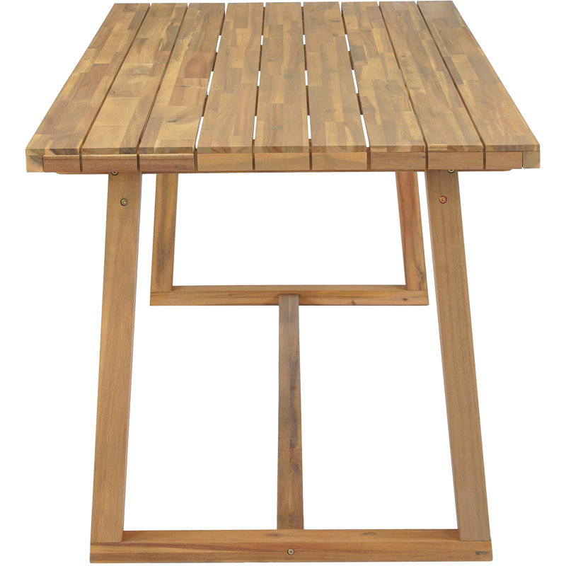  La table de salle à manger rustique en bois d'acacia rustique convient à six personnes, idéales pour les rassemblements de patio et de jardin