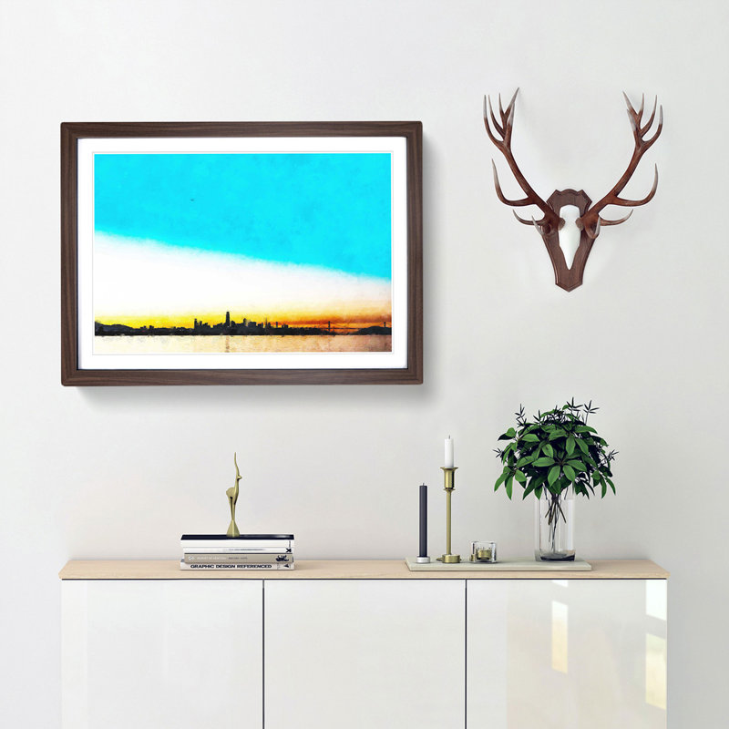 View of San Francisco in California - Picture Frame Painting Print, Walnut Framed, 33cm H x 45cm W x 2cm D