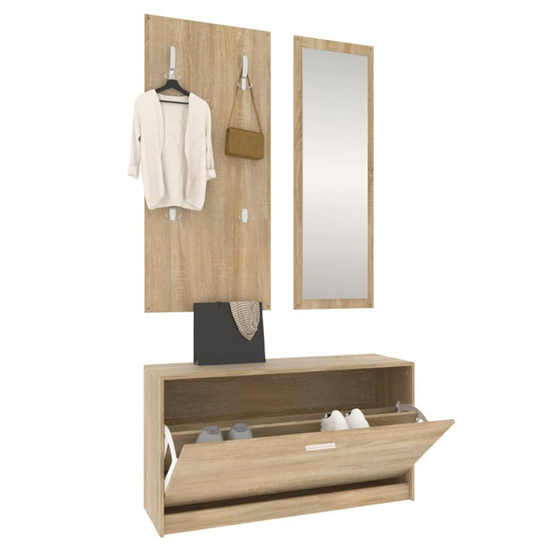Ruban 8 Pair Shoe Storage Cabinet, Natural Wood
