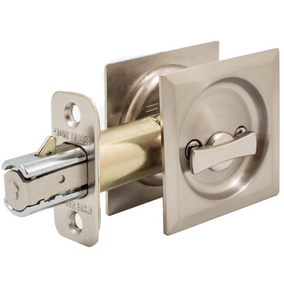 Contemporary Square Pocket Door Lock, Privacy (Bed/Bath) Latch, 2-3/8" Backset, RCL, By Stone Harbor Hardware