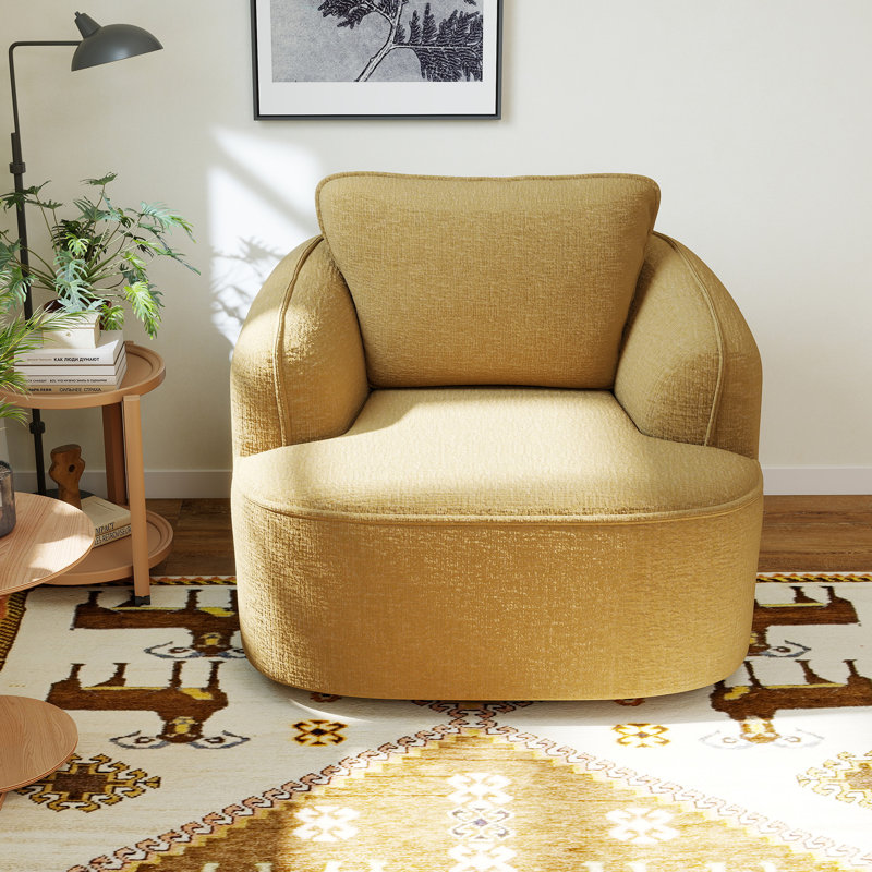 35" Compression Swivel Accent Chair - Compressed Frameless Chenille Memory Foam Rotating Lounge Chair For Living Room & Bedroom