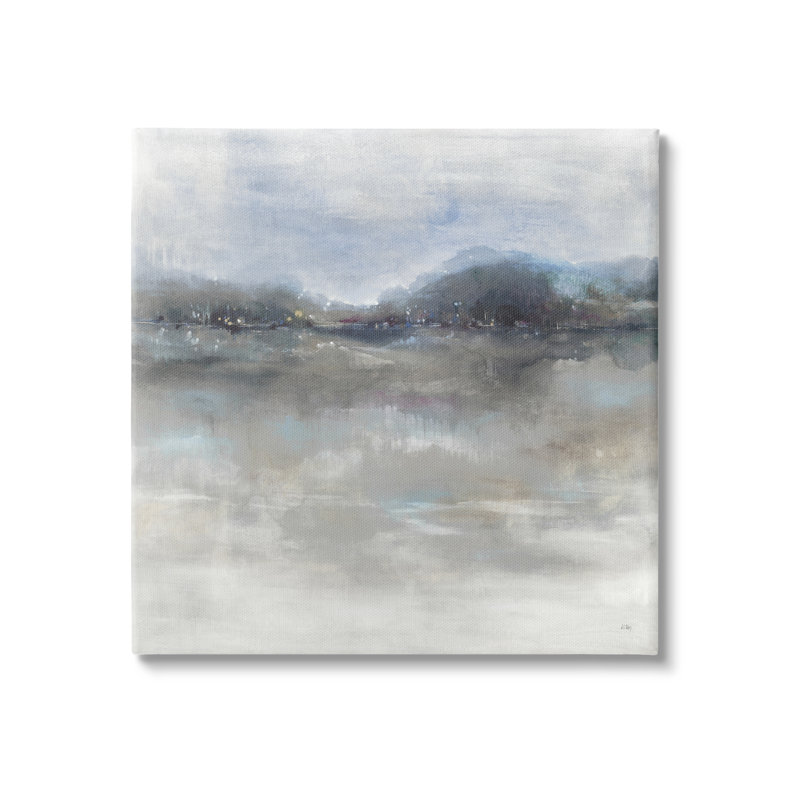 «Quiet Distant Landscape Misty Water Reflection» par K. Nari - on, H 17 po x l 17 po x P 1,5 po