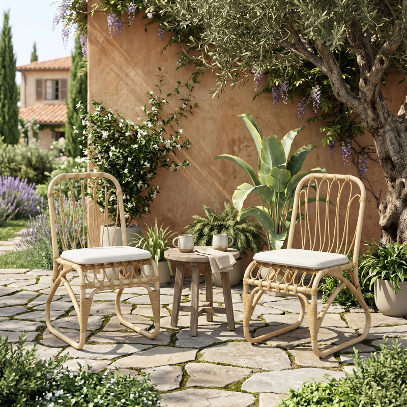 Ensemble de 2 chaises de salle à manger avec coussins en polyéthylène et en osier Christopher Knight Home l 17,75 po x P 21,75 po x H 34,5 po