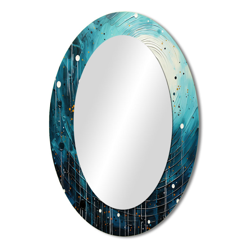 Miroir mural moderne bleu Minimalisme Moon II, 36 po x 24 po