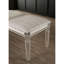 Banc de chambre à coucher moderne en blanc perle avec pieds en acrylique et pieds en bois massif avec détails en cristal fin, détails