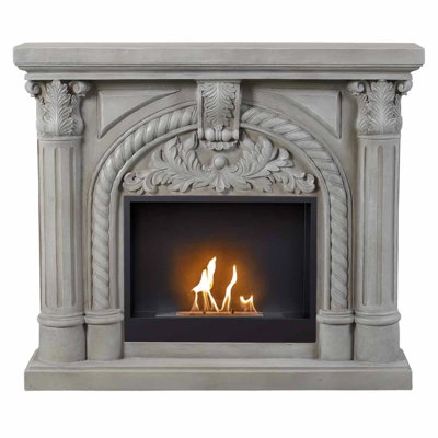 Astoria Grand 120.3cm W Stone Effect Bio-Ethanol Fireplace
