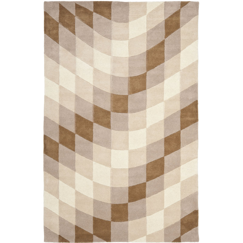 Amini Hand-Tufted Wool Sand Area Rug, Rectangle 5' x 8'