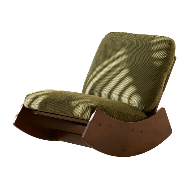 Chaise berçante Glider avec revêtement haut dossier, tissu vert