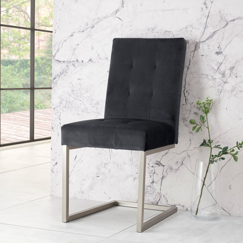 Ferber Upholstered Dining Chair, Gunmetal Velvet