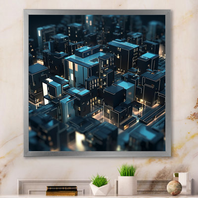 «Cityscape future architecture turquoise» sur toile