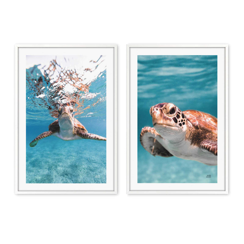 Ensemble de 2 impressions sur roulettes, 16 po x 12 po, Cadre opaque blanc, H 25,5 po x l 37,5 po x P 1,25 po