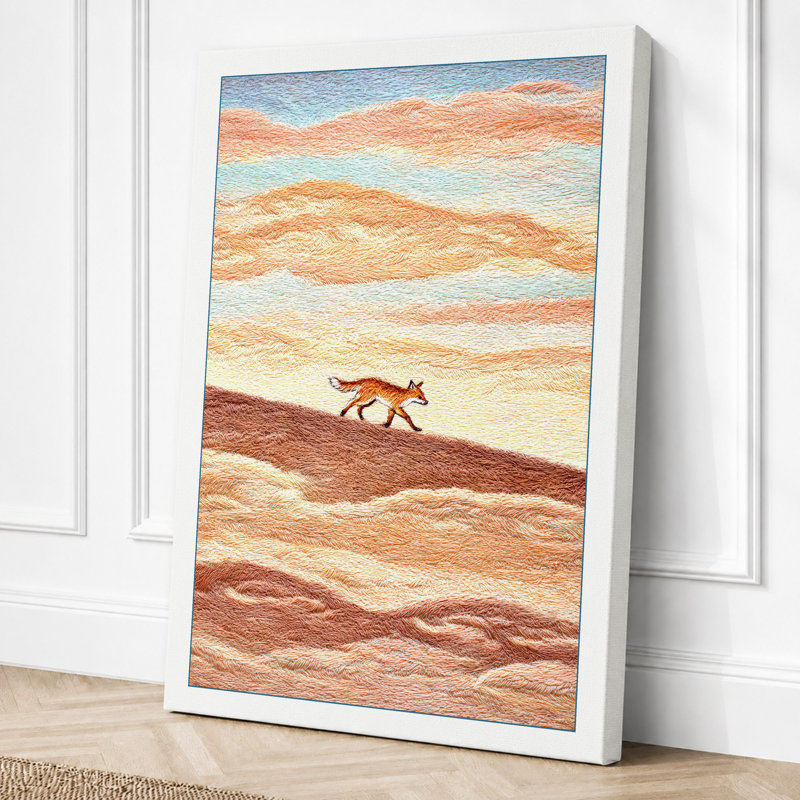 Fox In Desert Light Boho - Print, 24x16 - 61.0 x 40.6 cm, White Border