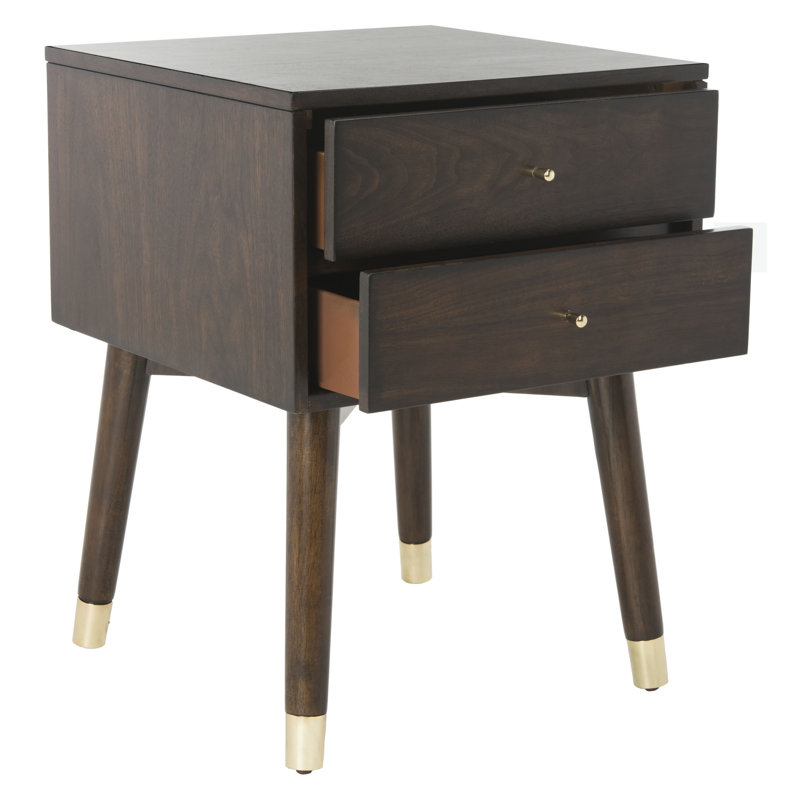 Debriana 18'' W Nightstand, Gold/Walnut